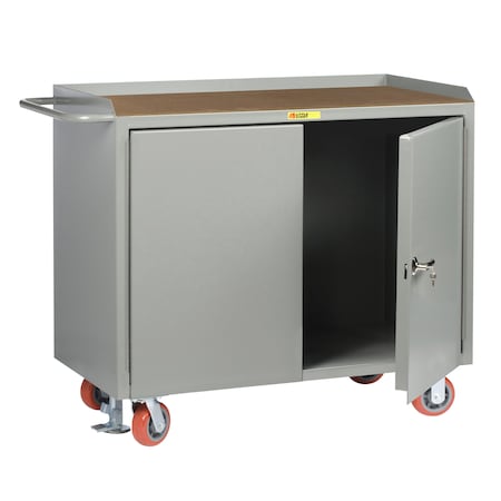 Little Giant Mobile Bench Cabinet, 36"W, 2 Locking Doors, 1/4" Hardboard over Steel MH-2D-2436-FL